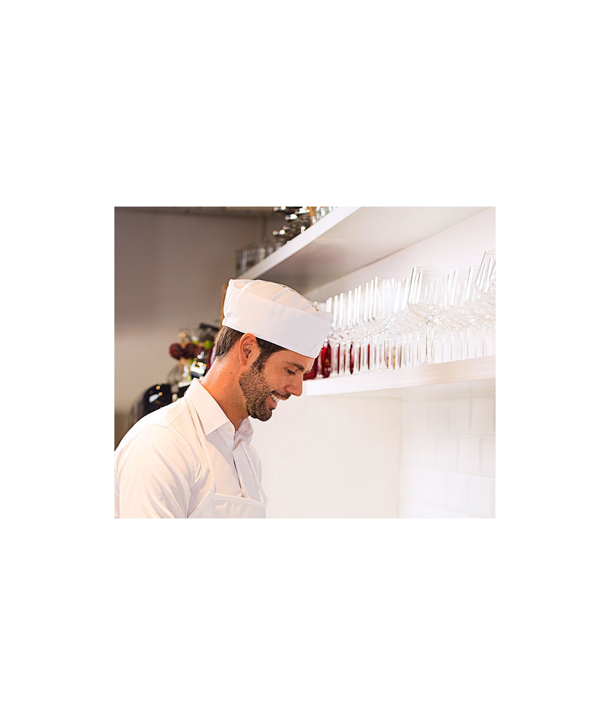 Gorro Barman cocinero blanco